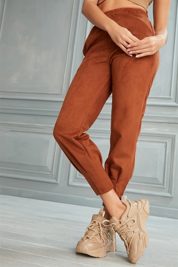 MDZ Collection Dalgıç Kumaş Süet Pantolon Modelleri Kahverengi